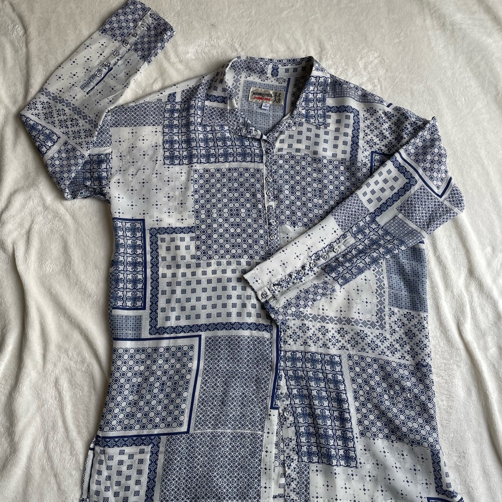 Johnny Was 100% Silk Button Down Shirt